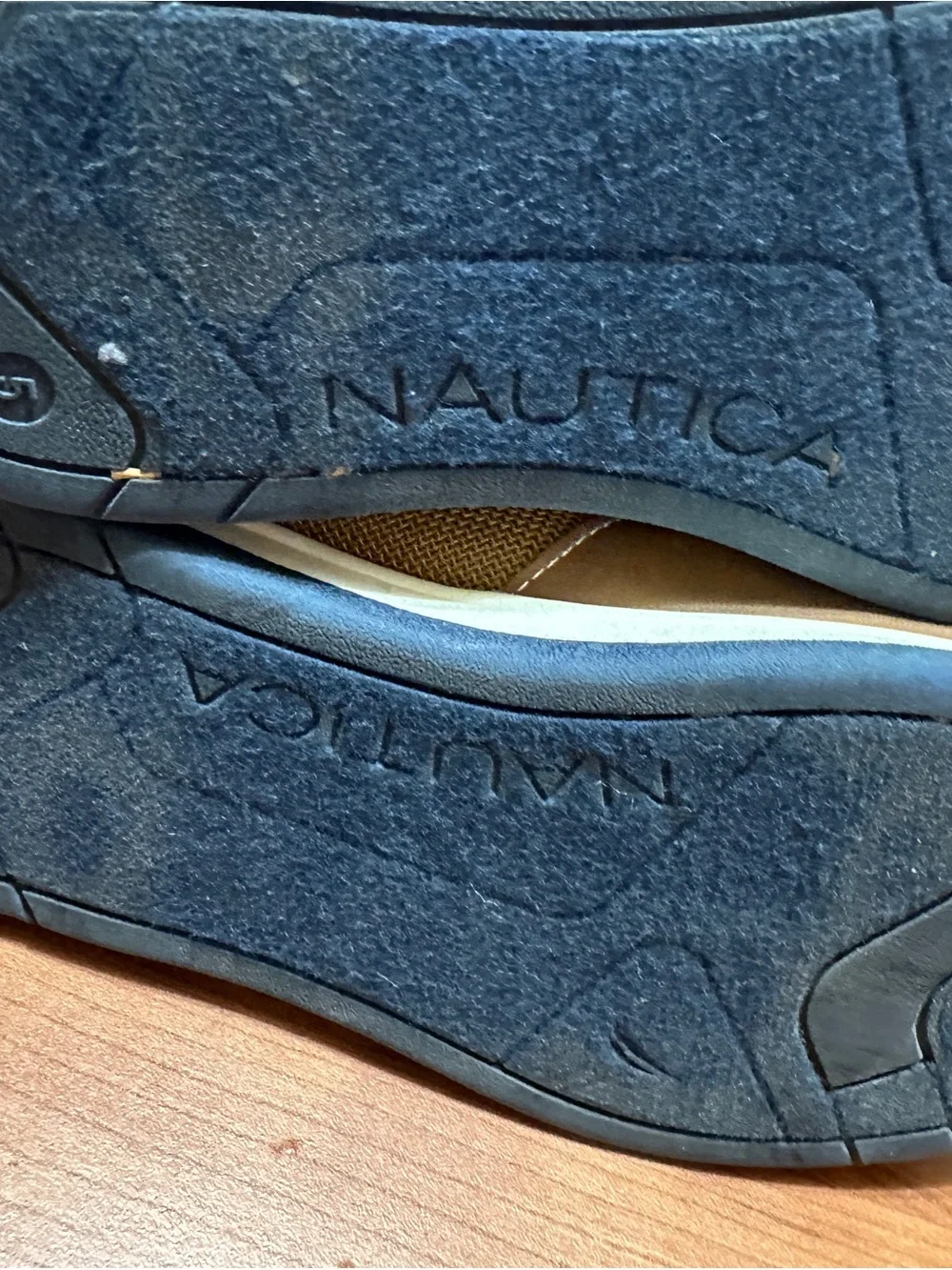 Nautica Men's Brown Leather Boat Shoes with Navy Insole